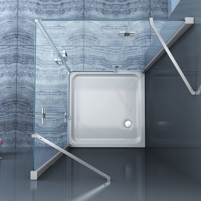 SaniPro Douchecabine 90x90x200cm Lizzy Vierkant Hoekinstap Draaideur Easy Clean Helder Glas Chroom Profiel 8mm Veiligheidsglas Nano Coating