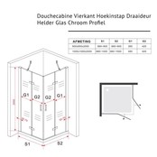SaniPro Douchecabine 90x90x200cm Lizzy Vierkant Hoekinstap Draaideur Easy Clean Helder Glas Chroom Profiel 8mm Veiligheidsglas Nano Coating