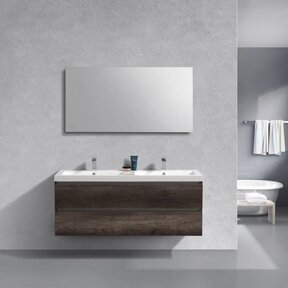 Badkamermeubel 140cm Century OAK met wastafel dubbel incl. Spiegel click-waste en Bekersifon