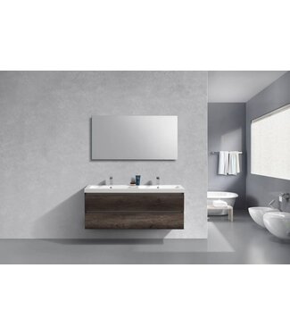 SANI-SUPPLY Badkamermeubel 140cm Century OAK met wastafel dubbel incl. Spiegel click-waste en Bekersifon