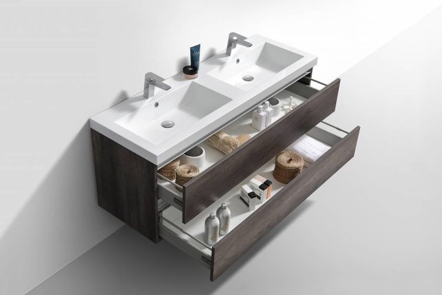 Badkamermeubel 140cm Century OAK met wastafel dubbel incl. Spiegel click-waste en Bekersifon