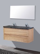 Badkamermeubelset Wood Stone 120x47x50cm natuurstenen wastafelblad kraangaten optioneel (0-2) incl. Spiegel 120cm Badkamermeubelset Wood Stone 120x47x50cm natuurstenen wastafelblad kraangaten optioneel (0-2) incl. Spiegel 120cm