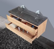 Badkamermeubelset Wood Stone 120x47x50cm natuurstenen wastafelblad kraangaten optioneel (0-2) incl. Spiegel 120cm Badkamermeubelset Wood Stone 120x47x50cm natuurstenen wastafelblad kraangaten optioneel (0-2) incl. Spiegel 120cm