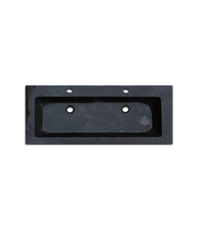 Badkamermeubelset Wood Stone 120x47x50cm natuurstenen wastafelblad kraangaten optioneel (0-2) incl. Spiegel 120cm