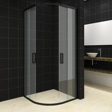 Douchecabine Milano Kwartrond 80x80 cm Mat Zwart Schuifdeur Hoekinstap