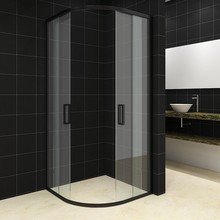 Douchecabine Milano Kwartrond 80x80 cm Mat Zwart Schuifdeur Hoekinstap