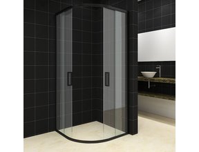 Douchecabine Milano Kwartrond 80x80 cm Mat Zwart Schuifdeur Hoekinstap