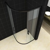 Douchecabine Milano Kwartrond 80x80 cm Mat Zwart Schuifdeur Hoekinstap