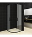 Douchecabine Milano Kwartrond 100x100cm Mat Zwart Schuifdeur Hoekinstap Nano-Coating