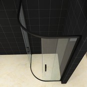 Douchecabine Milano Kwartrond 100x100cm Mat Zwart Schuifdeur Hoekinstap Nano-Coating