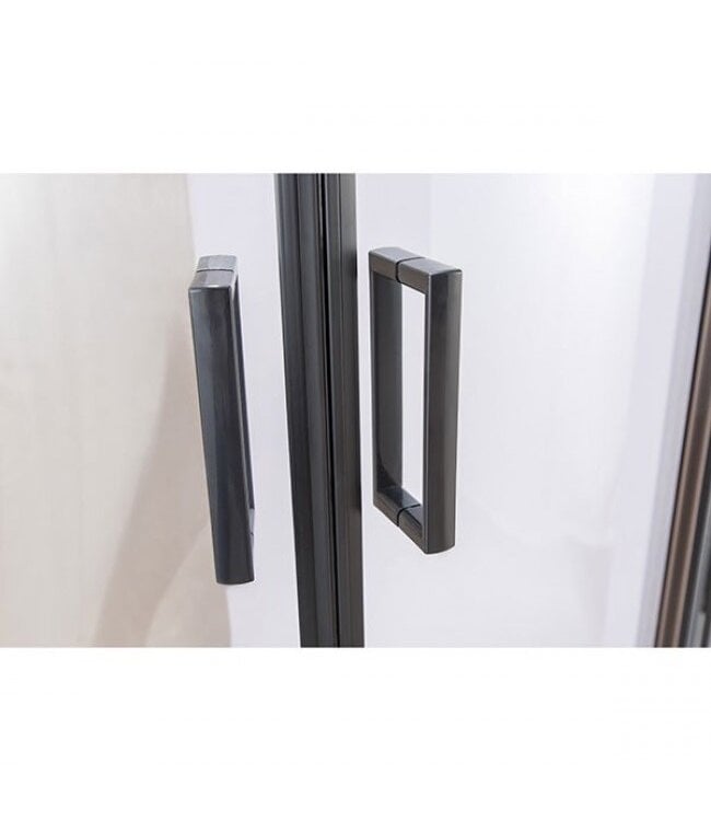 Douchecabine Milano Kwartrond 100x100cm Mat Zwart Schuifdeur Hoekinstap Nano-Coating