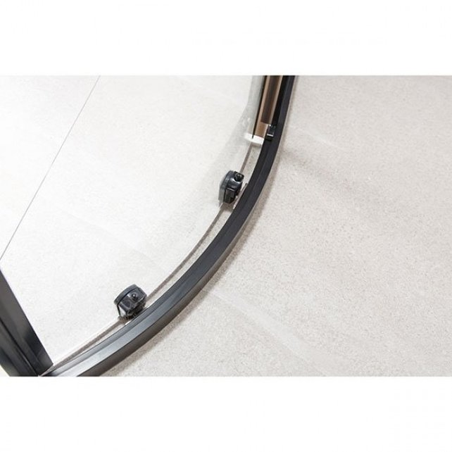 Douchecabine Milano Kwartrond 100x100cm Mat Zwart Schuifdeur Hoekinstap Nano-Coating