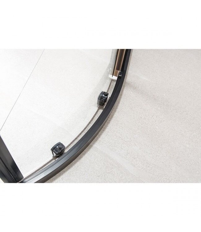 Douchecabine Milano Kwartrond 100x100cm Mat Zwart Schuifdeur Hoekinstap Nano-Coating