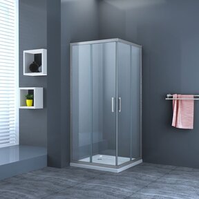 Douchecabine Lara Nano Vierkant Hoekinstap Schuifdeur 80x80x200cm Helder Glas Chroom Profiel 6mm Veiligheidsglas