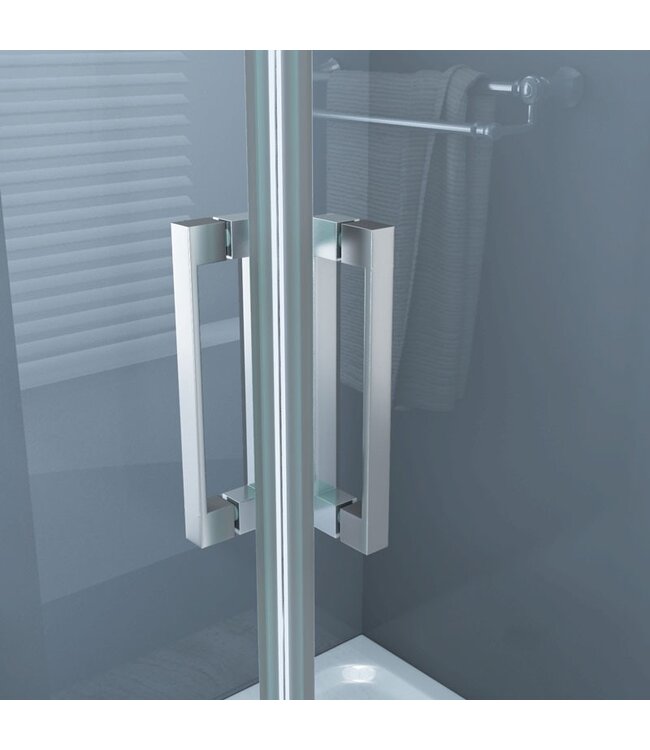 Douchecabine Lara Nano Vierkant Hoekinstap Schuifdeur 80x80x200cm Helder Glas Chroom Profiel 6mm Veiligheidsglas