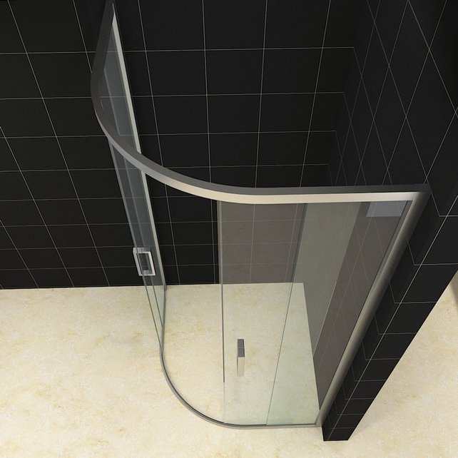 Douchecabine Milano 80x80 Kwartrond met Schuifdeur Hoekinstap Chroom profielen