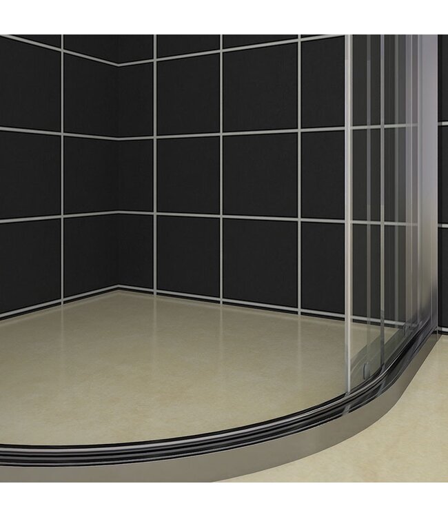 Douchecabine Milano 80x80 Kwartrond met Schuifdeur Hoekinstap Chroom profielen