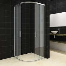 Douchecabine Milano 90x90 Kwartrond met Schuifdeur Hoekinstap Chroom profielen