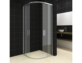 Douchecabine Milano 90x90 Kwartrond met Schuifdeur Hoekinstap Chroom profielen