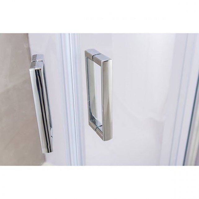 Douchecabine Milano 90x90 Kwartrond met Schuifdeur Hoekinstap Chroom profielen Douchecabine Milano 90x90 Kwartrond met Schuifdeur Hoekinstap Chroom profielen