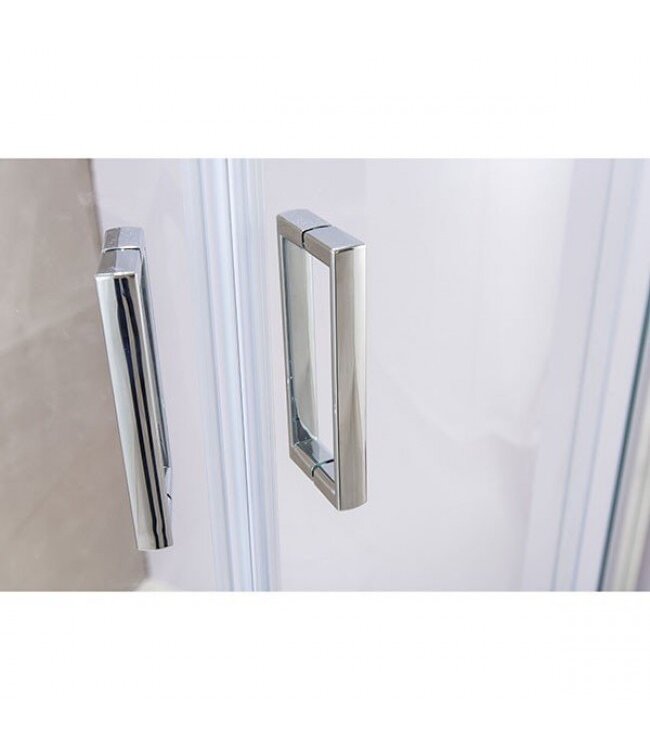 Douchecabine Milano 90x90 Kwartrond met Schuifdeur Hoekinstap Chroom profielen