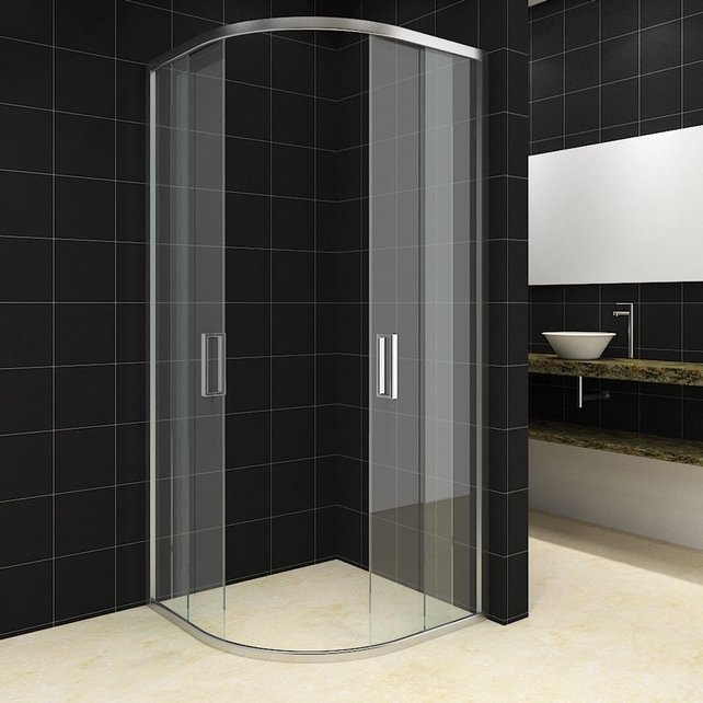 Douchecabine Milano 100x100 Kwartrond met Schuifdeur Hoekinstap Chroom profielen