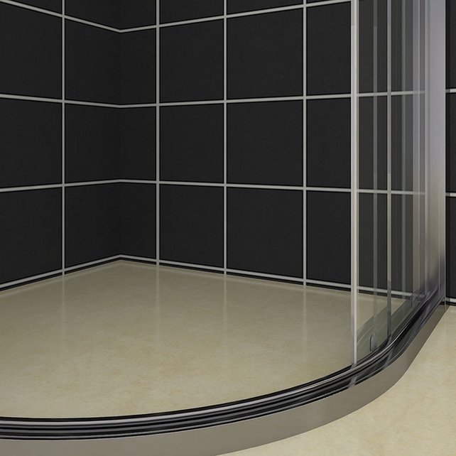 Douchecabine Milano 100x100 Kwartrond met Schuifdeur Hoekinstap Chroom profielen