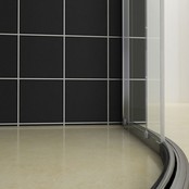 Douchecabine Milano 100x100 Kwartrond met Schuifdeur Hoekinstap Chroom profielen