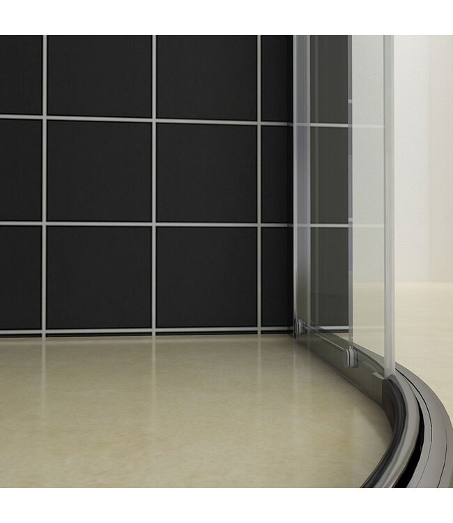 Douchecabine Milano 100x100 Kwartrond met Schuifdeur Hoekinstap Chroom profielen