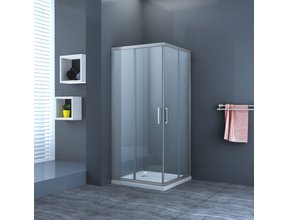 Douchecabine Lara Nano Vierkant Hoekinstap Schuifdeur 90x90x200cm Helder Glas Chroom Profiel 6mm Veiligheidsglas
