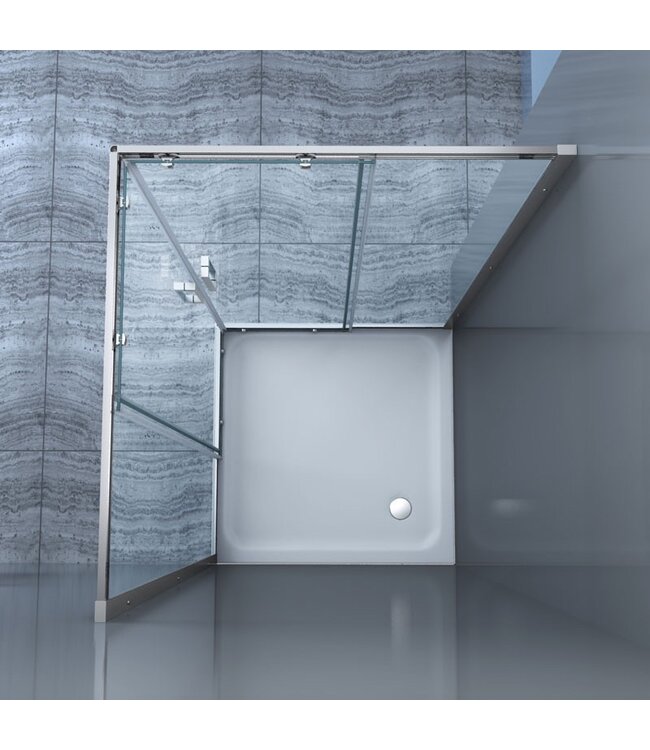Douchecabine Lara Nano Vierkant Hoekinstap Schuifdeur 90x90x200cm Helder Glas Chroom Profiel 6mm Veiligheidsglas
