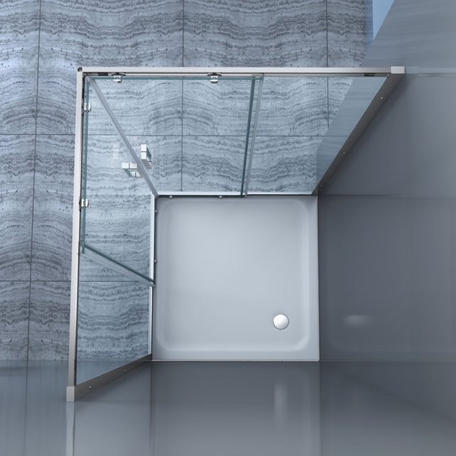 Douchecabine Lara Nano Vierkant Hoekinstap Schuifdeur 100x100x200cm Helder Glas Chroom Profiel 6mm Veiligheidsglas