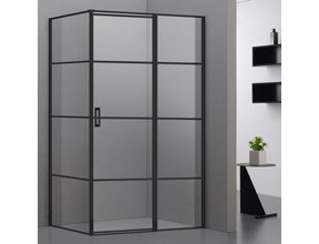 Douchecabine Devin Mat Zwart Vierkant 90x90cm Draaideur Antikalk Helderglas 8mm Veiligheidsglas Easy Clean