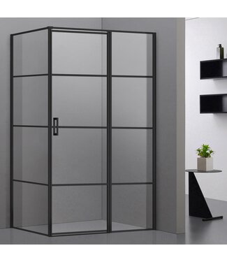 Douchecabine Devin Mat Zwart Vierkant 90x90cm Draaideur Antikalk Helderglas 8mm Veiligheidsglas Easy Clean