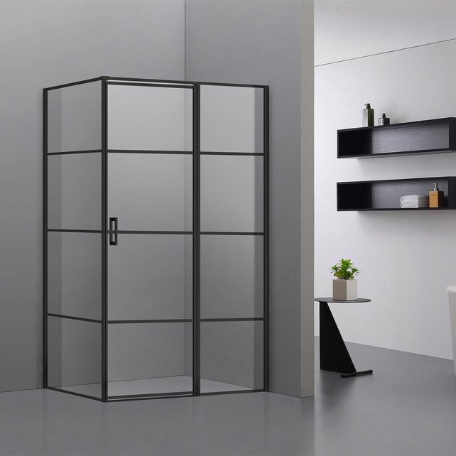 Douchecabine Devin Mat Zwart Vierkant 90x90cm Draaideur Antikalk Helderglas 8mm Veiligheidsglas Easy Clean