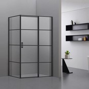 Douchecabine Collins Mat Zwart Vierkant 100x100cm Draaideur Antikalk Helderglas 8mm Veiligheidsglas Easy Clean