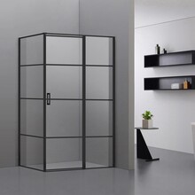 Douchecabine Collins Mat Zwart Vierkant 100x100cm Draaideur Antikalk Helderglas 8mm Veiligheidsglas Easy Clean