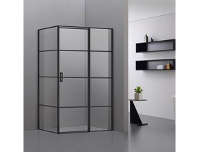 Douchecabine Collins Mat Zwart Vierkant 100x100cm Draaideur Antikalk Helderglas 8mm Veiligheidsglas Easy Clean