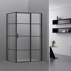 Douchecabine Collins Mat Zwart Vierkant 100x100cm Draaideur Antikalk Helderglas 8mm Veiligheidsglas Easy Clean