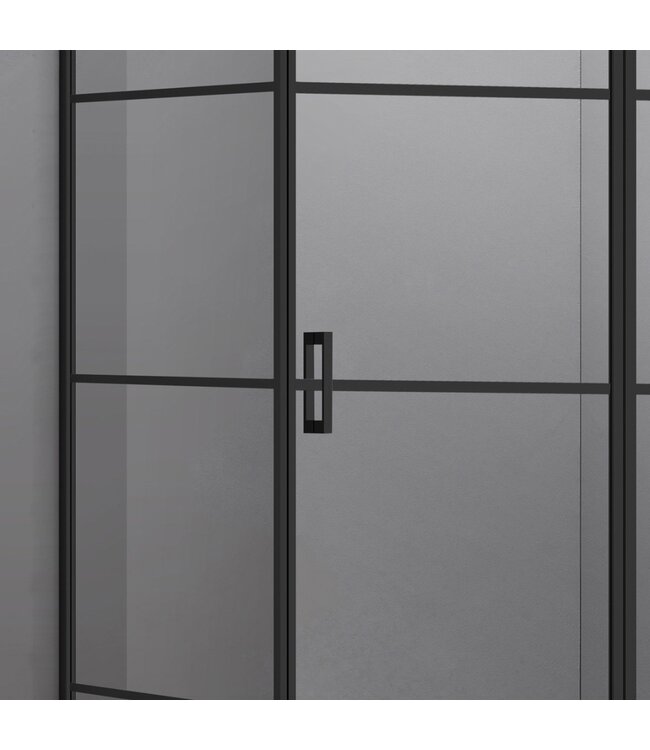 Douchecabine Collins Mat Zwart Vierkant 100x100cm Draaideur Antikalk Helderglas 8mm Veiligheidsglas Easy Clean