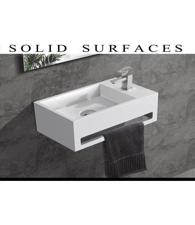 Creavit Toilet Fontein Solid Surface Links met handdoekhouder 35x20x15cm Links - Rechts