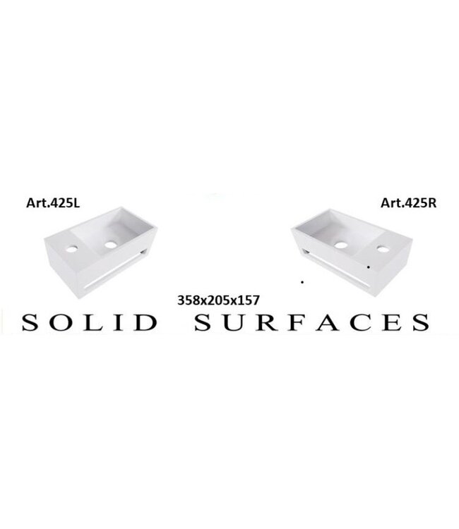 Creavit Toilet Fontein Solid Surface Links met handdoekhouder 35x20x15cm Links - Rechts