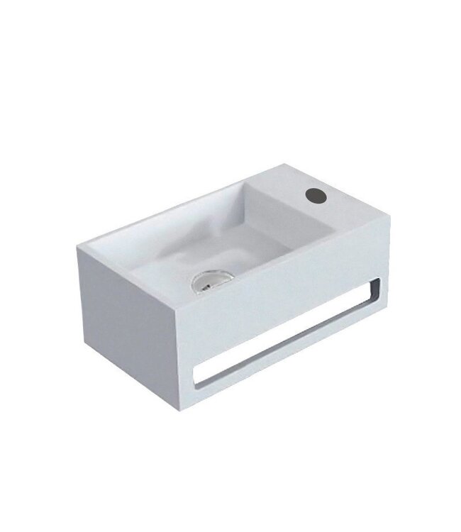 Creavit Toilet Fontein Solid Surface Links met handdoekhouder 35x20x15cm Links - Rechts