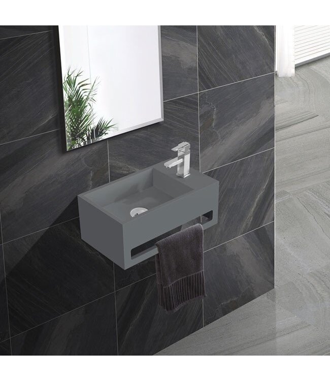 Creavit Toilet Fontein Solid Surface Rechts met handdoekhouder 35x20x15cm Links - Rechts