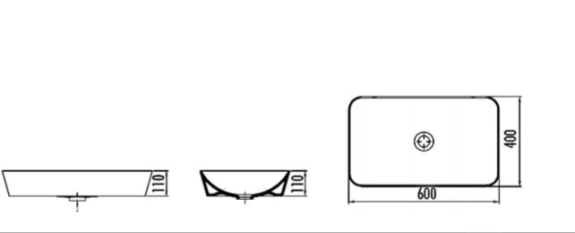 Opzet wastafel Glans Wit 60x40 cm Keramisch Creavit Opzetwastafel Rechthoek zonder kraangat