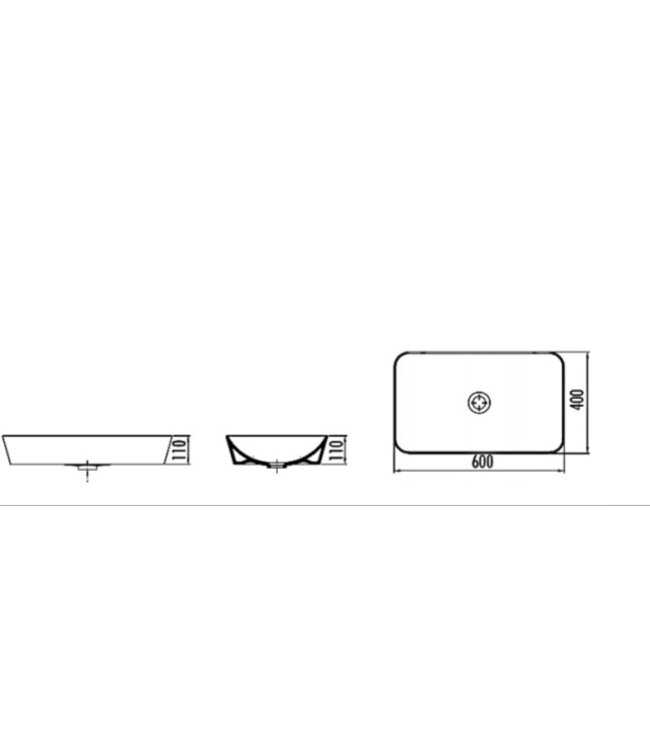 Keramische Opzet wastafel Creavit ULO Mat Basalt 60x40x11cm