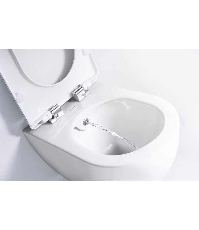 CREAVIT Creavit FE322 Randloos Hangtoilet Mat Basalt Met Bidet incl. softclose toiletbril 51x35,5x29cm