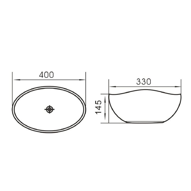 Keramische waskom Vienna Wit Ovaal 40,5x33x14cm zonder overloop