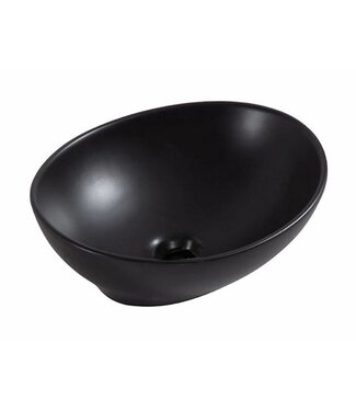 SANI-SUPPLY Vienna Ovaal Waskom Zwart 40,5x33x14cm zonder kraangat Keramisch