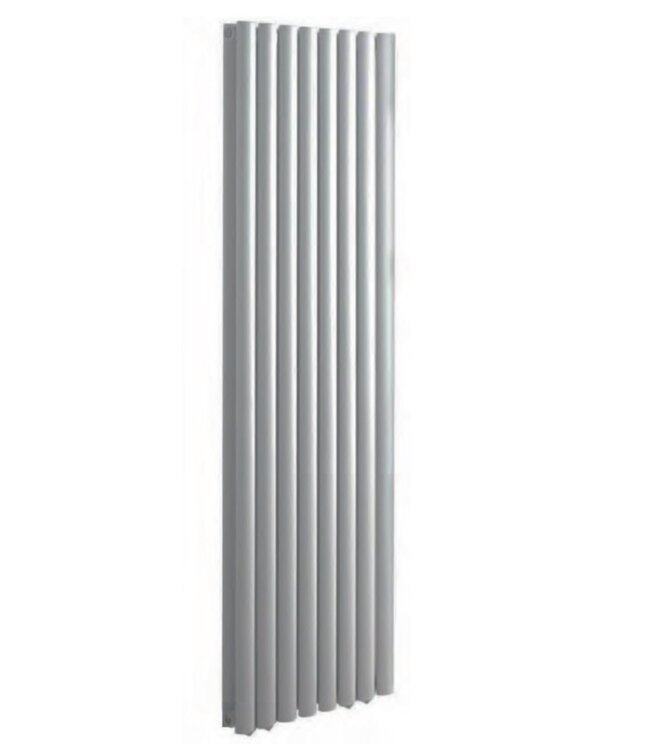 Belrad Designradiator Ovaal Verticaal Wit Dubbel 180x47,2cm 1836 Watt Ovaal Verticaal Midden aansuiting.